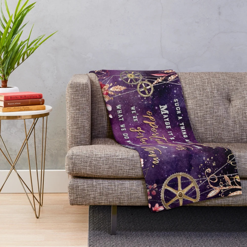 Galactic Floral Plush Blanket with Watercolor Design