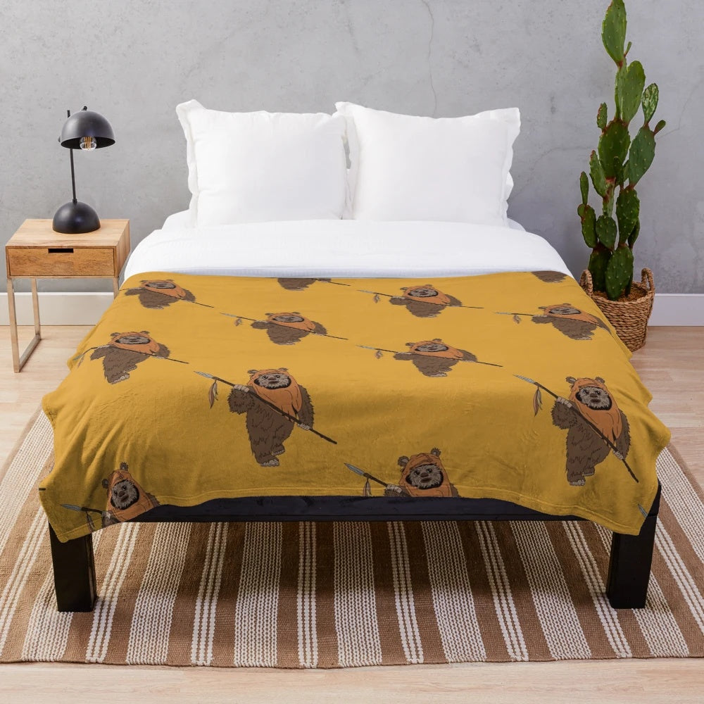 Plush blanket featuring Star Wars themed graphics and characters