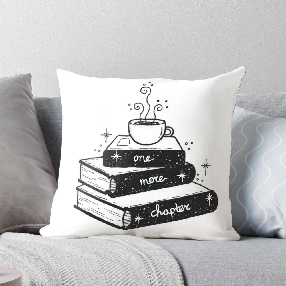Galactic-themed pillow featuring a starry night sky design, perfect for book lovers and reading enthusiasts.