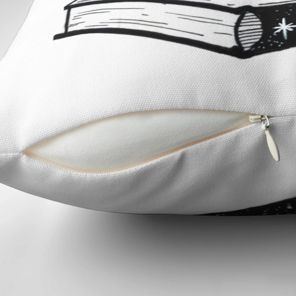 Galactic-themed pillow featuring a starry night sky design, perfect for book lovers and reading enthusiasts.