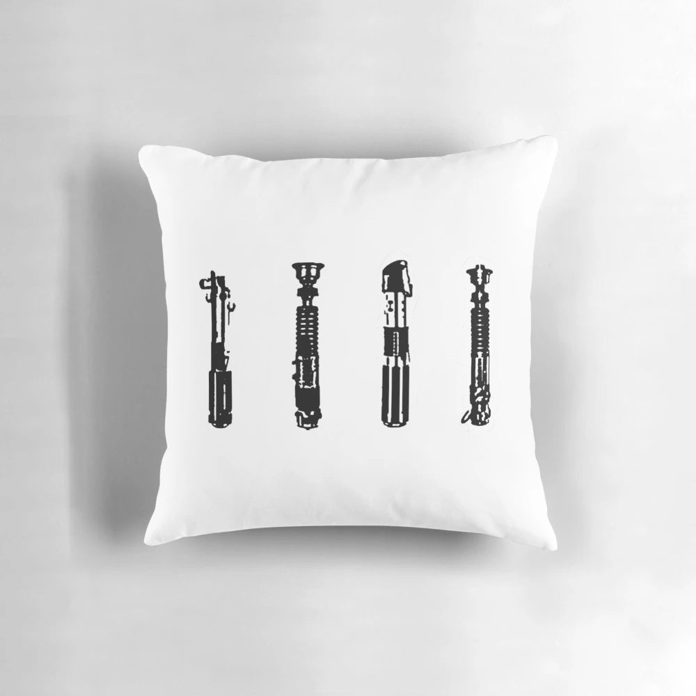 Decorative pillow with a lightsaber design, inspired by the Star Wars universe