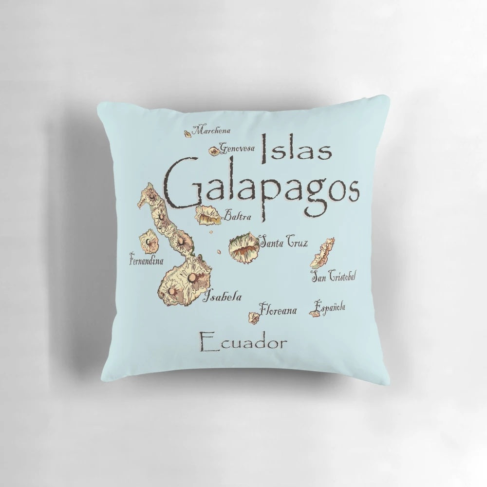 Galapagos Islands Map Pillow - Showcasing the Stunning Volcanic Landscape