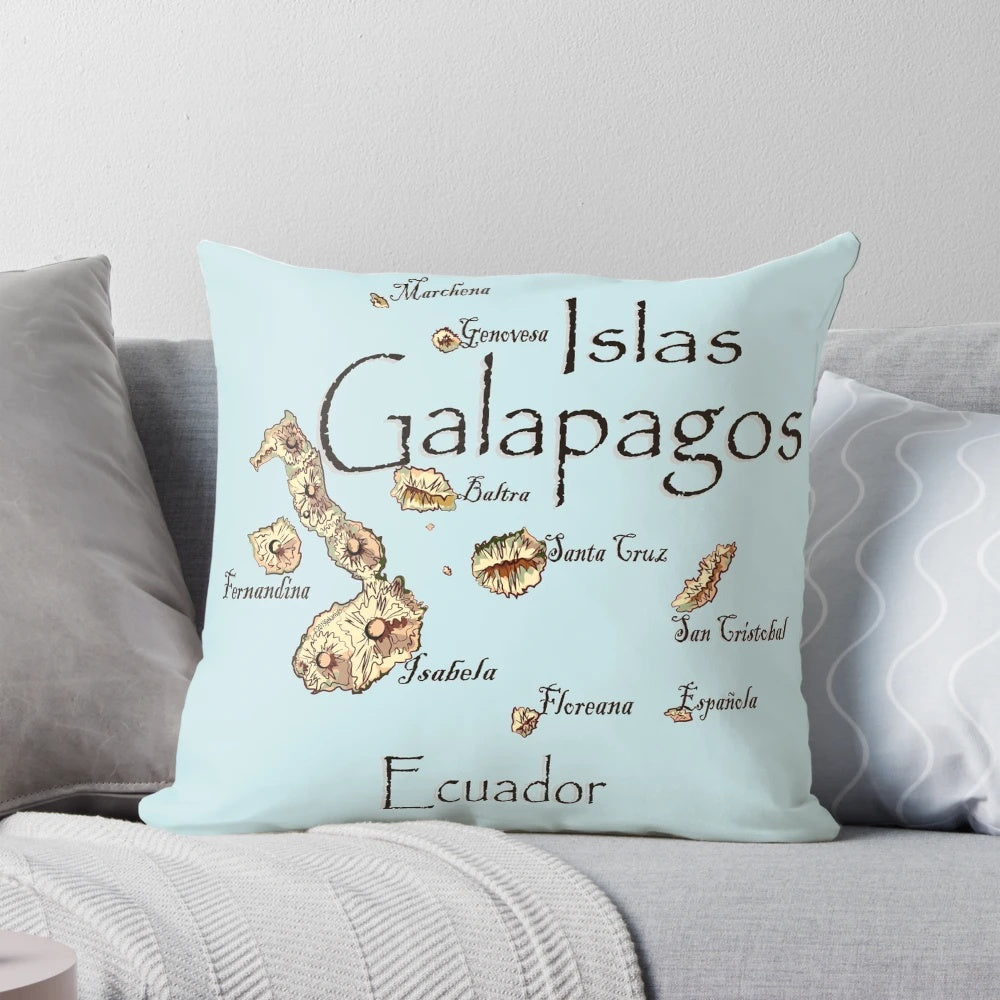 Galapagos Islands Map Pillow - Showcasing the Stunning Volcanic Landscape