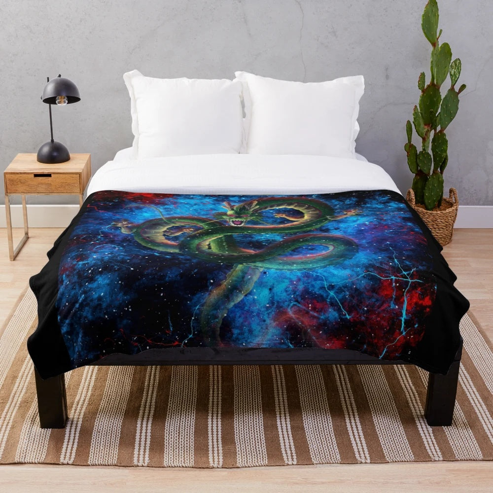 Galaxy-Inspired 3D Plush Blanket with Anime Characters