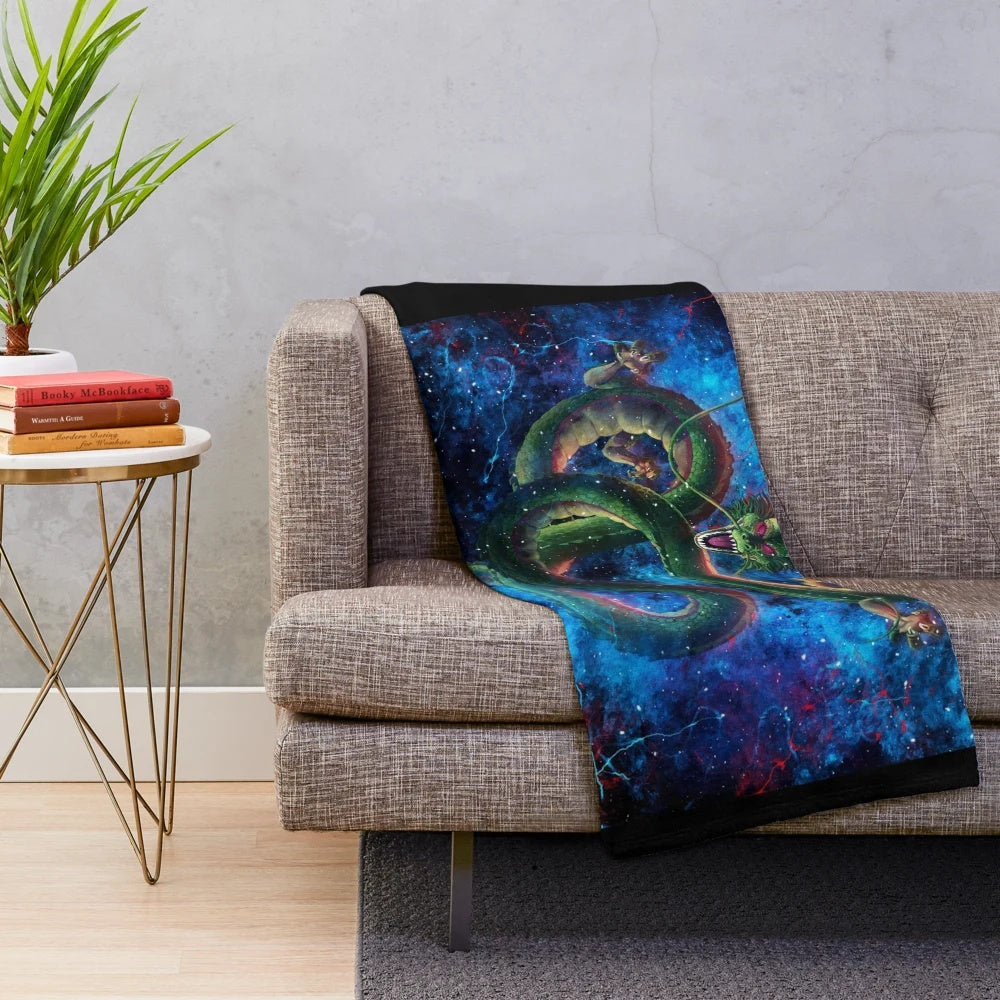 Galaxy-Inspired 3D Plush Blanket with Anime Characters