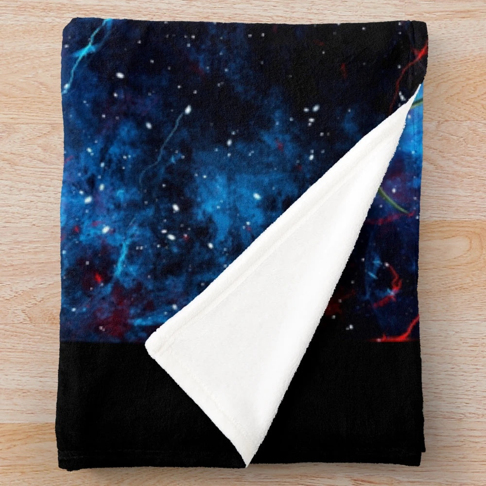 Galaxy-Inspired 3D Plush Blanket with Anime Characters