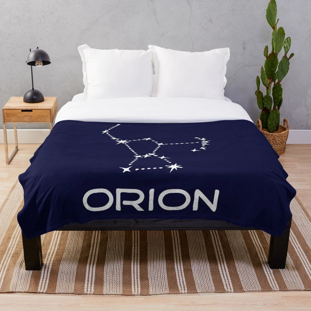 Orion constellation plush blanket with stars and celestial design