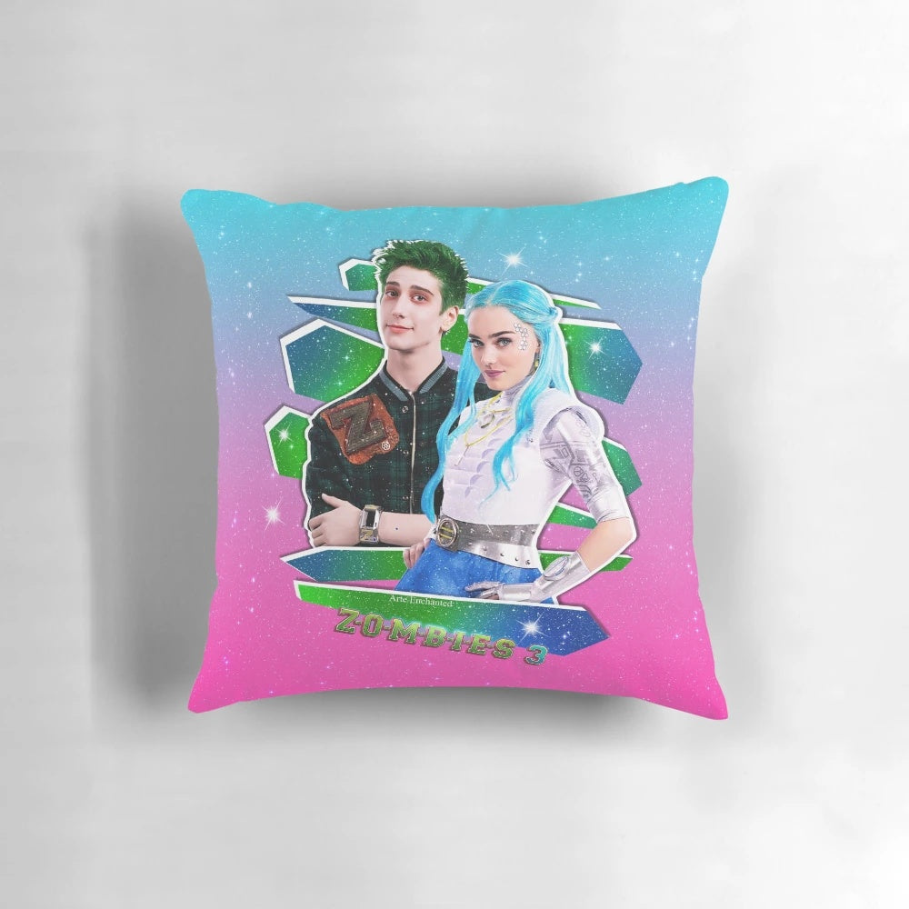 Zombies 3 Addison and Zed galaxy love glitter pillow