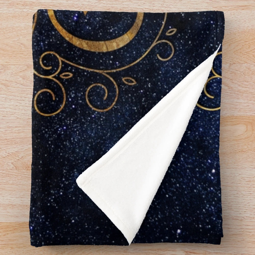 Galaxy-inspired plush blanket with starry night sky design
