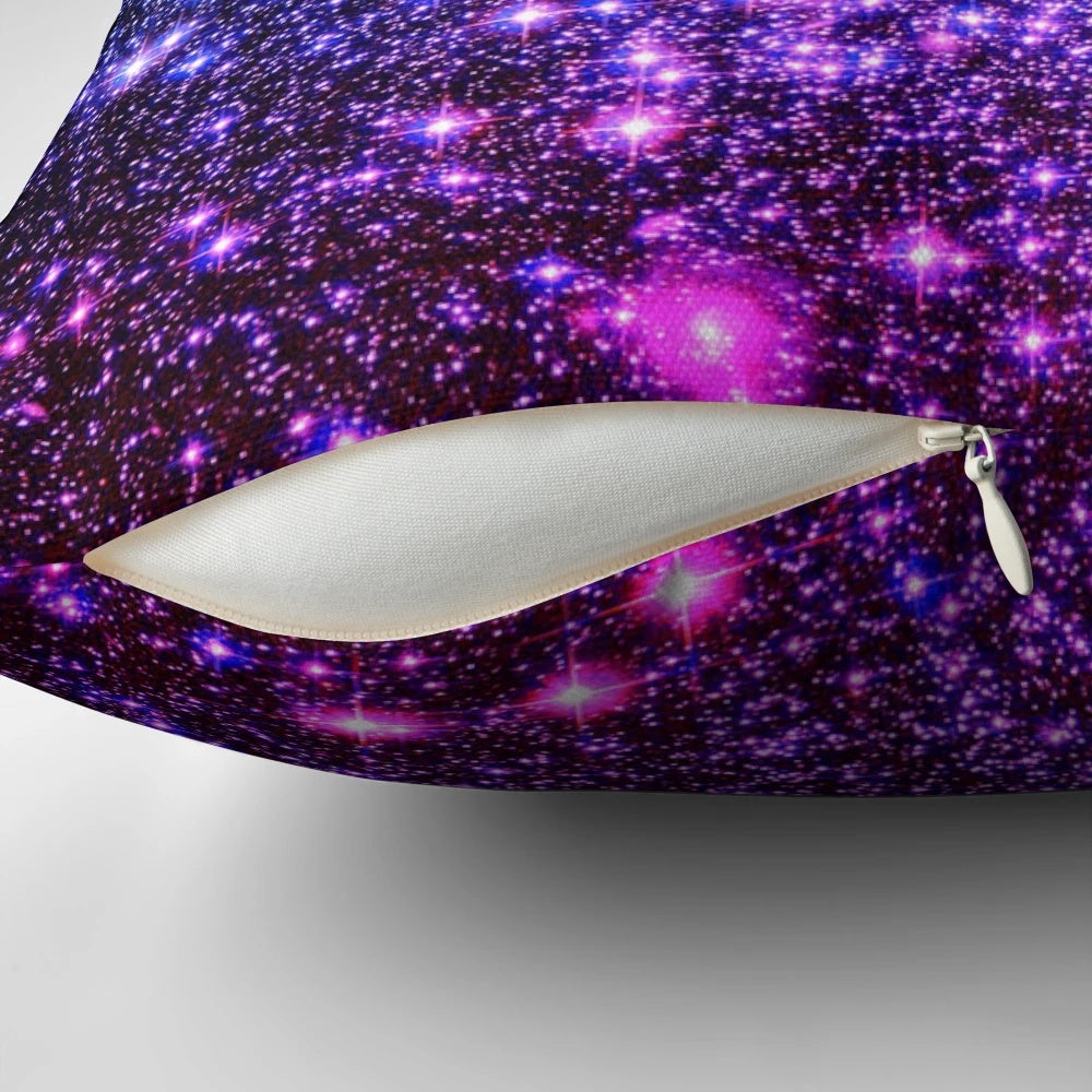 Galaxy Sparkle Decorative Throw Pillow in Turquoise, Blue, Purple and Pink