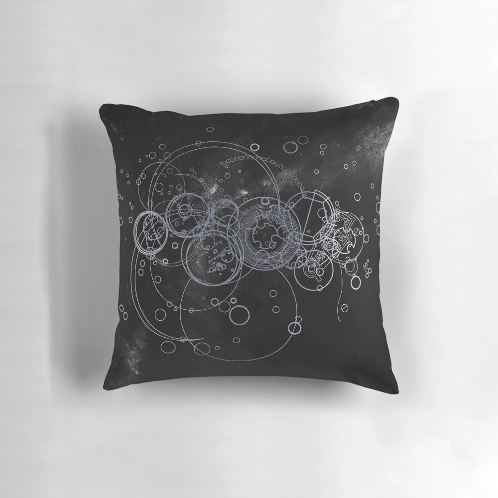 Gallifreyan pattern pillow featuring the iconic Time Lord design from the sci-fi series Doctor Who.