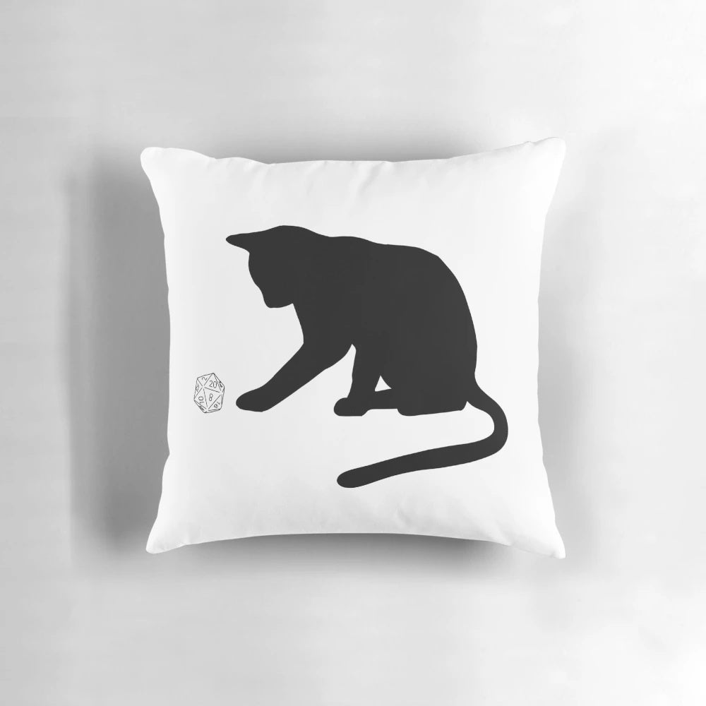 Soft, plush D20 cat pillow with a fun, gaming-inspired design