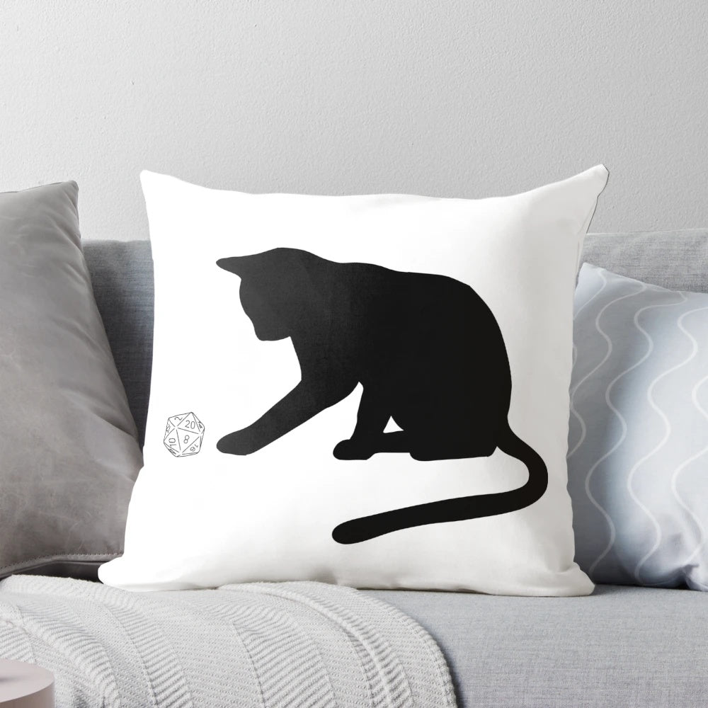 Soft, plush D20 cat pillow with a fun, gaming-inspired design