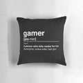 Gamer Definition Gaming Pillow with text "Gamer" on a soft, plush pillow
