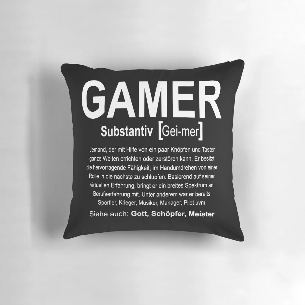 Gamer Definition Throw Pillow - Comfortable Gaming Cushion for Computer Enthusiasts, Nerds, and Geeks