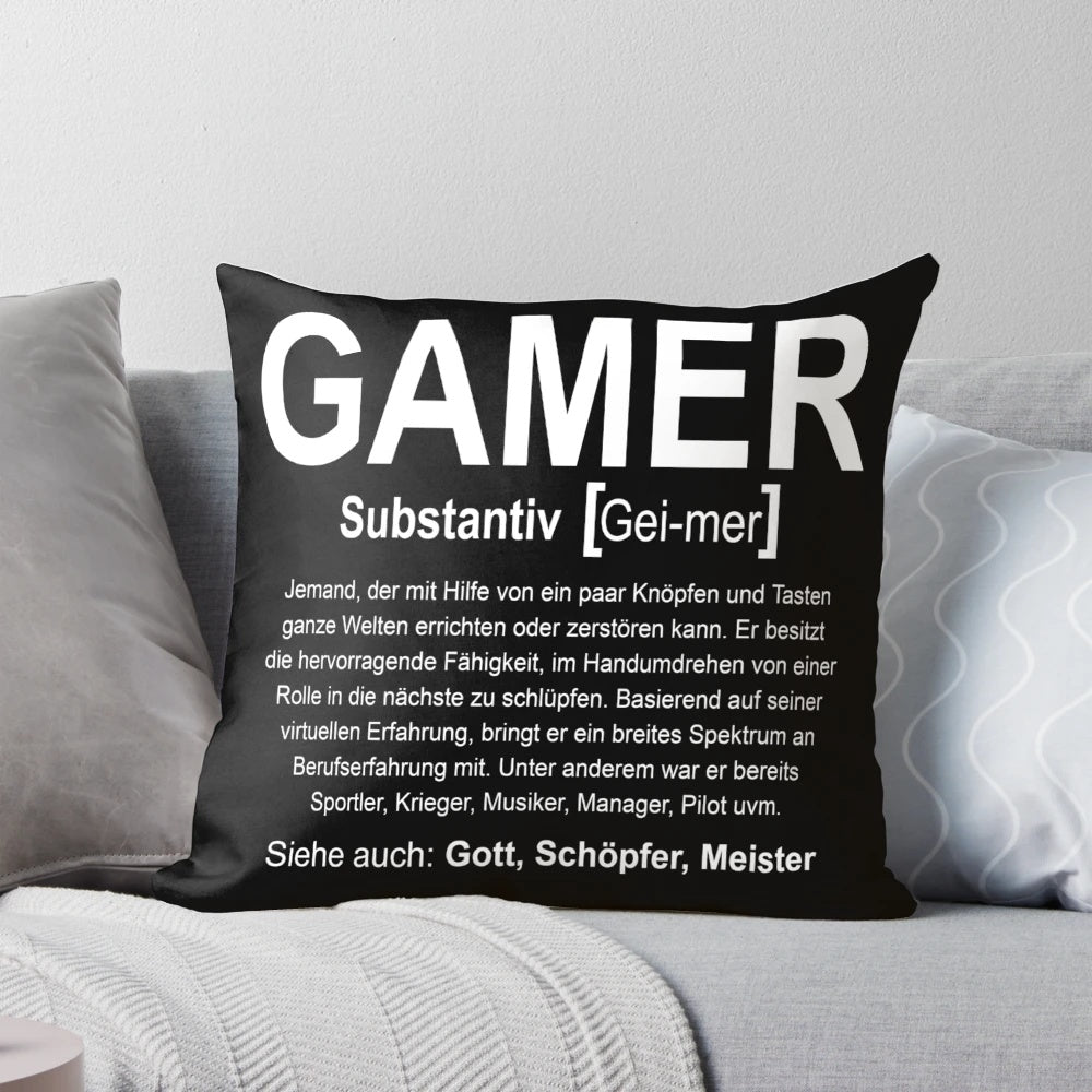 Gamer Definition Throw Pillow - Comfortable Gaming Cushion for Computer Enthusiasts, Nerds, and Geeks