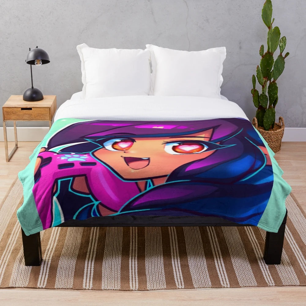 Cozy Aphmau-inspired plush blanket for gamers and YouTube fans