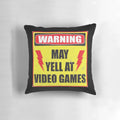 Graphic warning pillow with text "Gamer Warning" for gamers