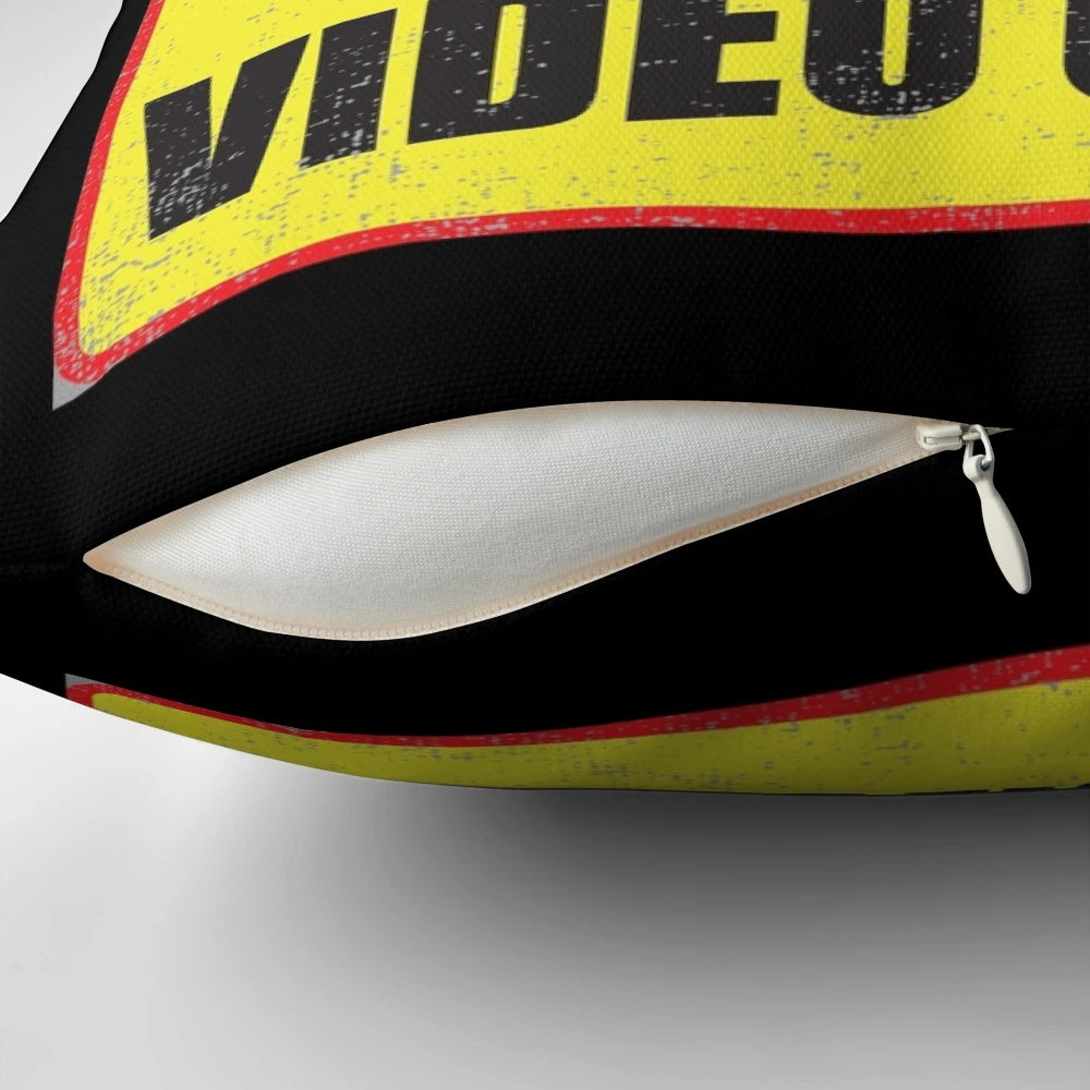 Graphic warning pillow with text "Gamer Warning" for gamers