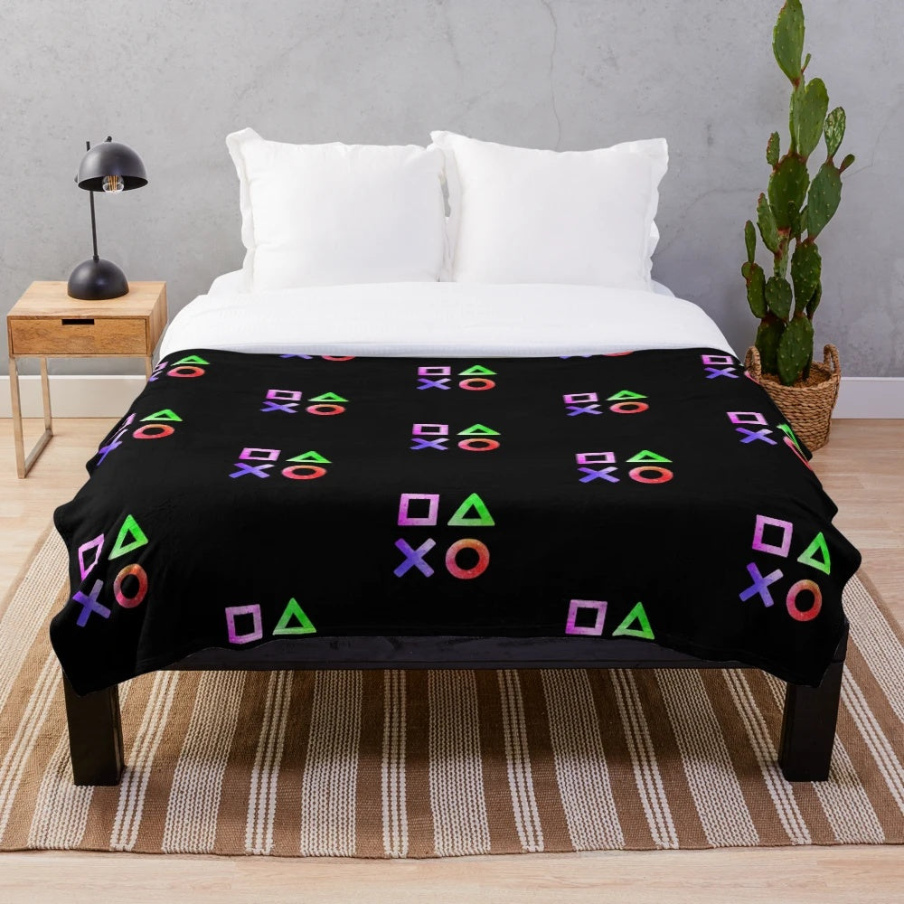 Controller buttons plush blanket for gaming enthusiasts