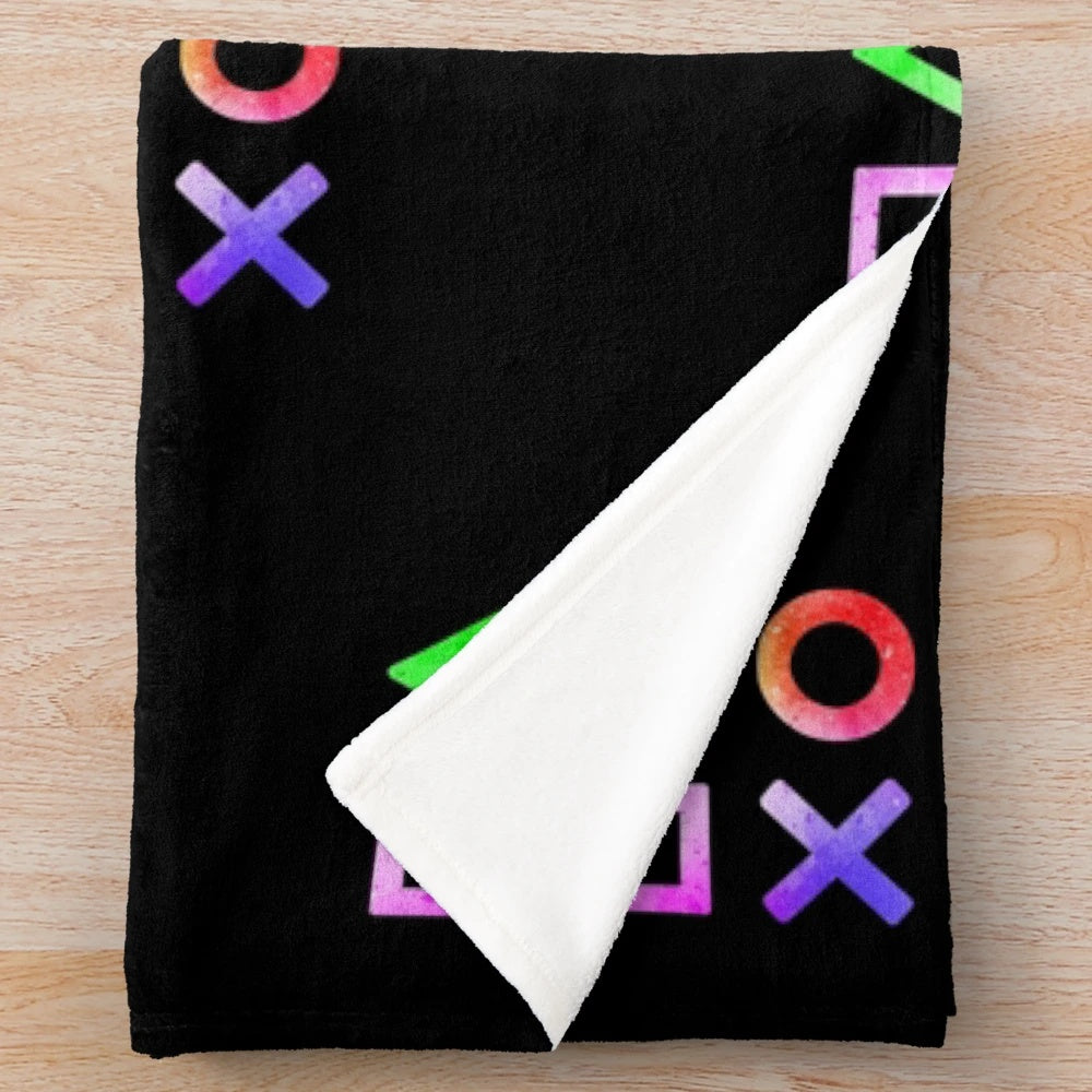 Controller buttons plush blanket for gaming enthusiasts