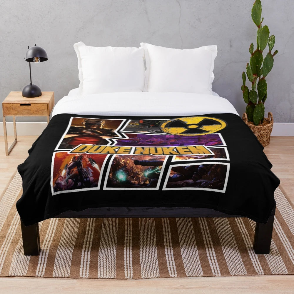 Duke Nukem inspired plush blanket with character design