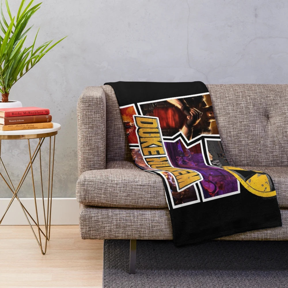 Duke Nukem inspired plush blanket with character design