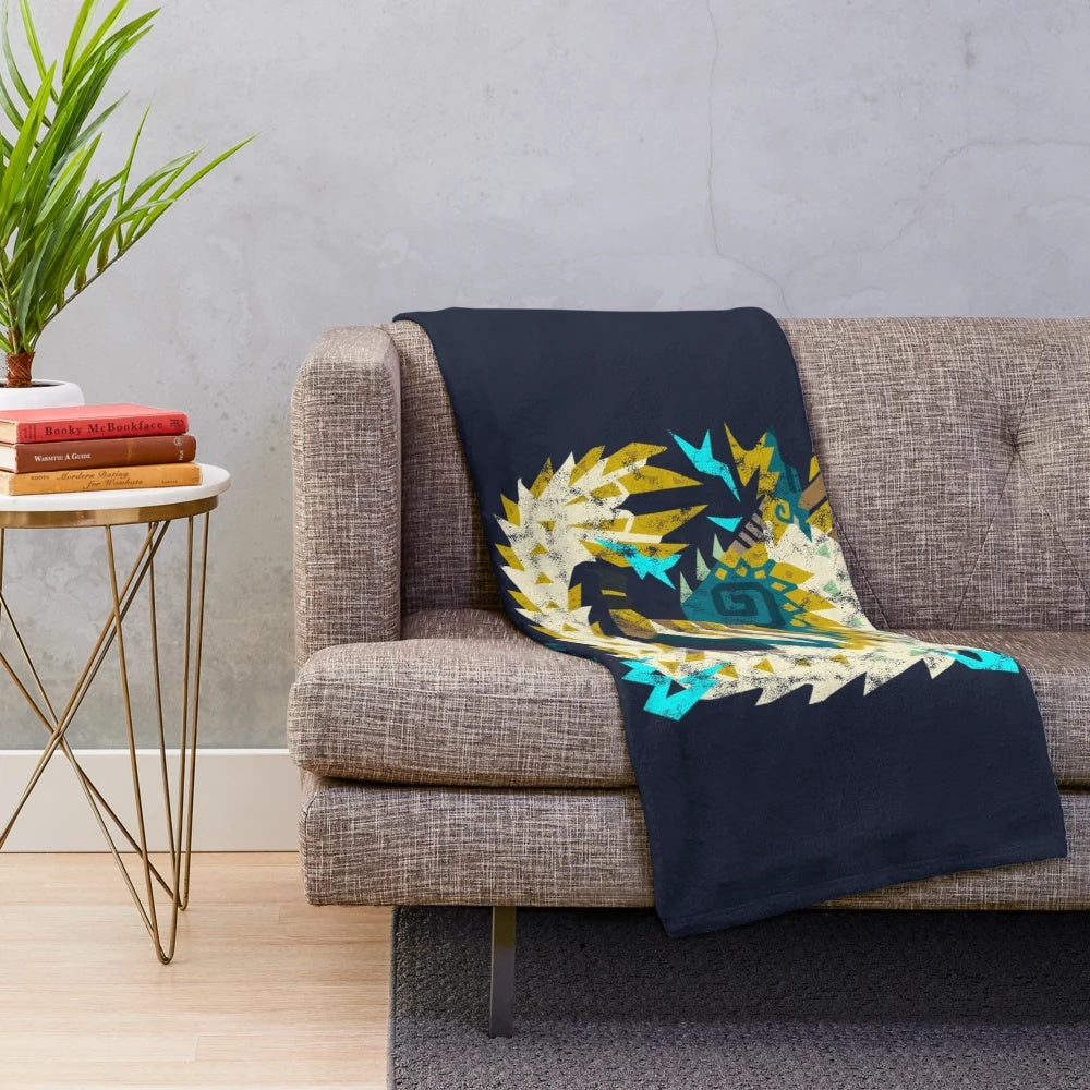 Monster Hunter-inspired Zinogre Kanji design plush blanket