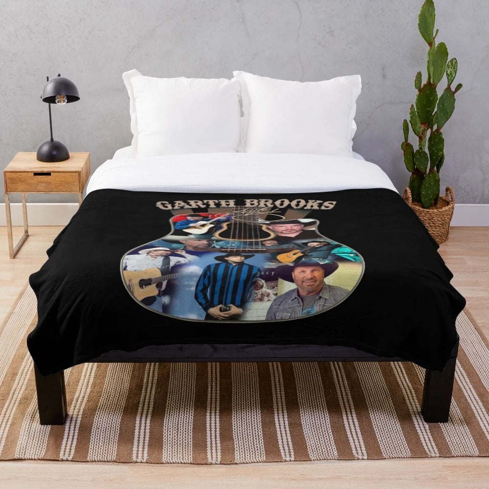 Garth Brooks-inspired plush signature sweat blanket with guitar design