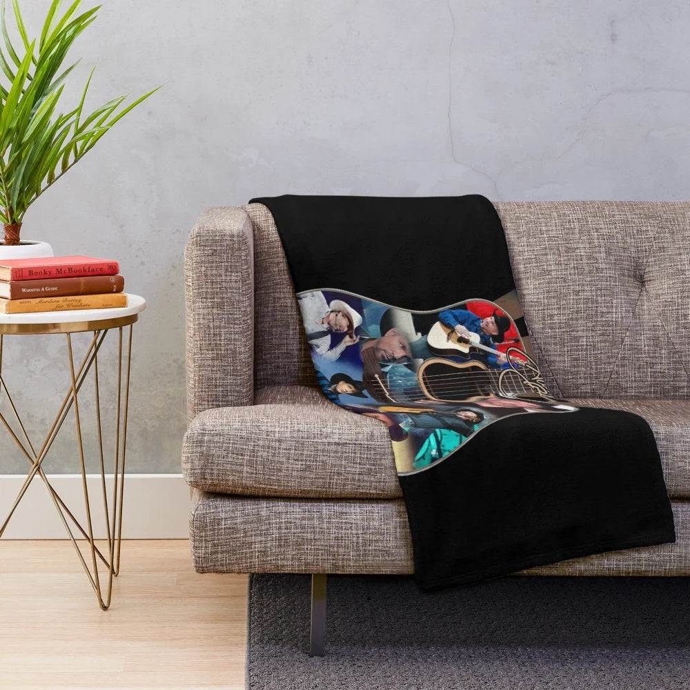 Garth Brooks-inspired plush signature sweat blanket with guitar design