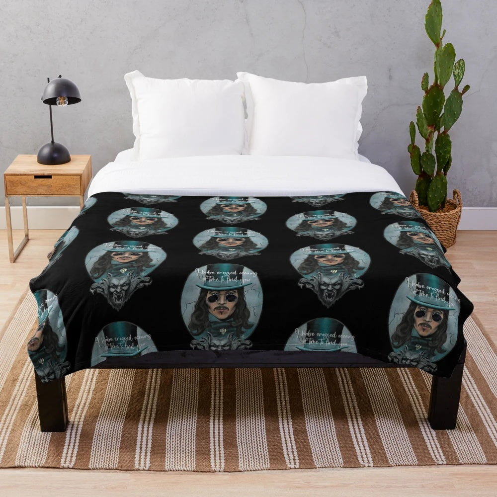 Gary Oldman Dracula inspired plush blanket with vintage gothic style
