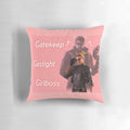 Resident Evil-inspired throw pillow featuring Albert Wesker's iconic "Gaslight, Gatekeep, Girlboss" meme