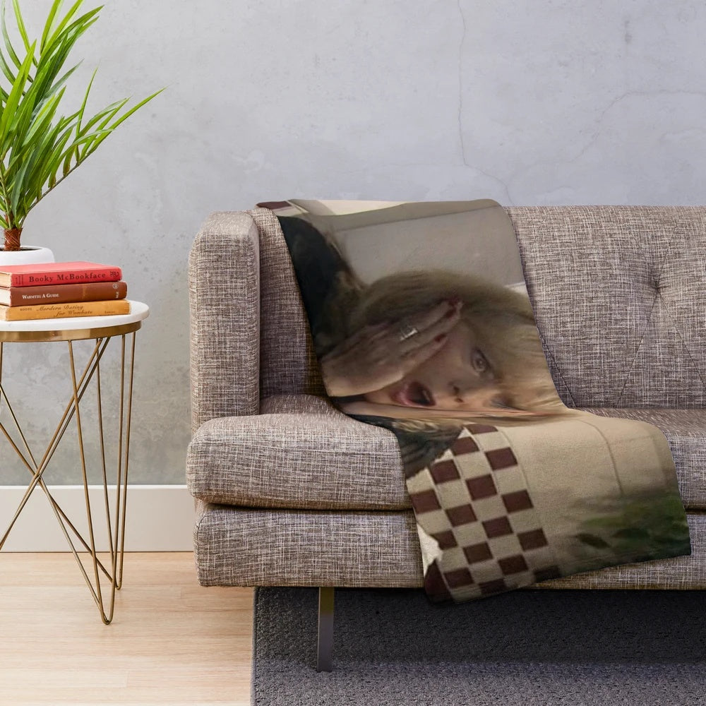 Plush blanket featuring Pam from the popular British sitcom Gavin and Stacey