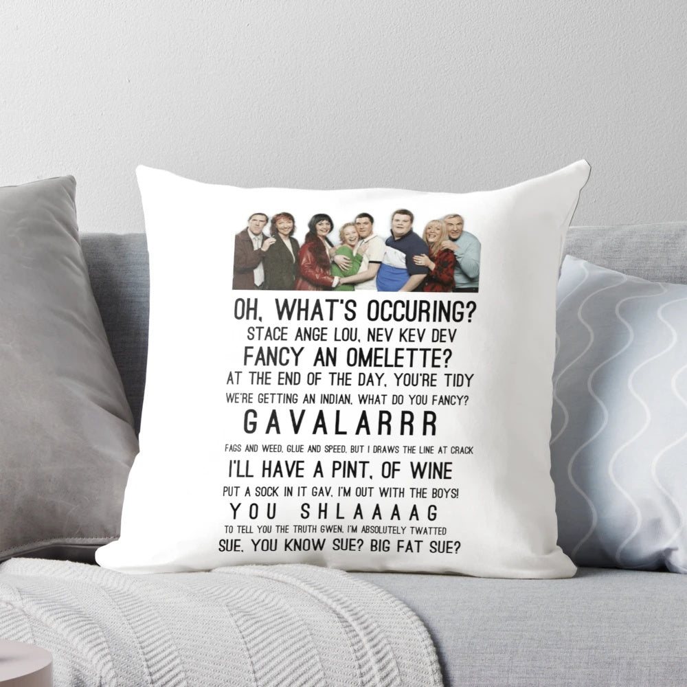 Gavin and Stacey themed pillow with characters from the popular TV show