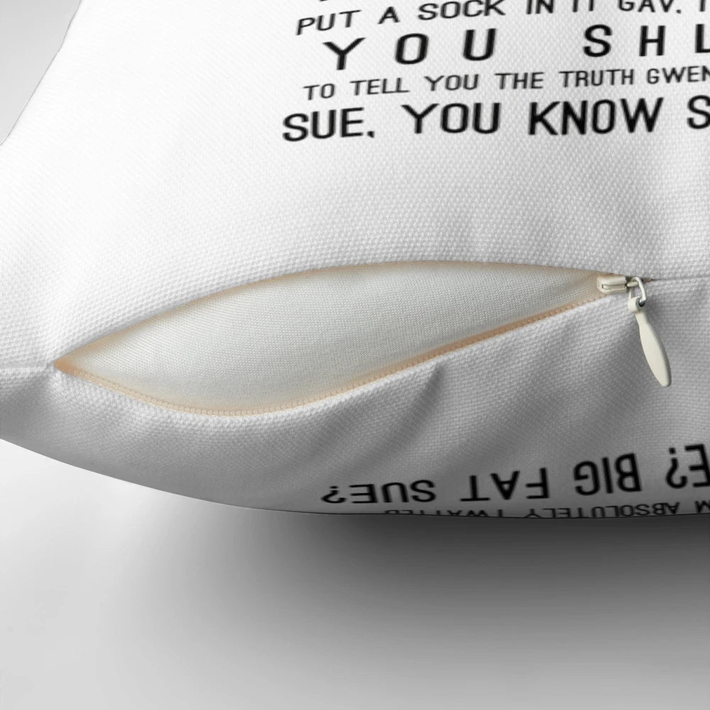Gavin and Stacey themed pillow with characters from the popular TV show