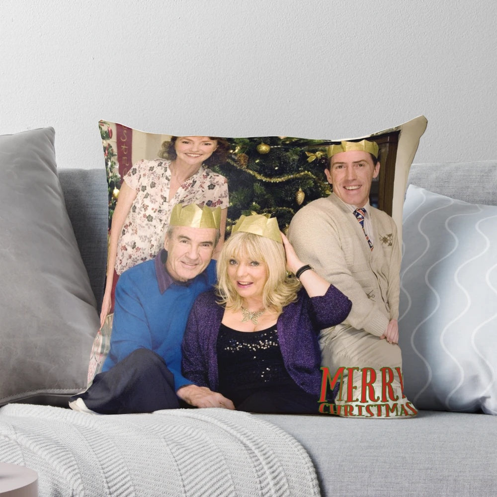 Gavin and Stacey Christmas Special themed pillow featuring characters Gwen, Bryn, Pam, and Mick