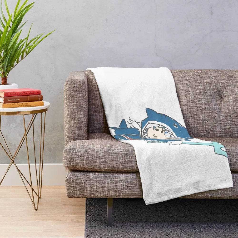 Gawr Gura Inspired Plush Blanket featuring the Hololive English Virtual Youtuber