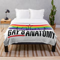Gay's anatomy inspired plush blanket with heartbeat skyline and Seattle cityscape line art design