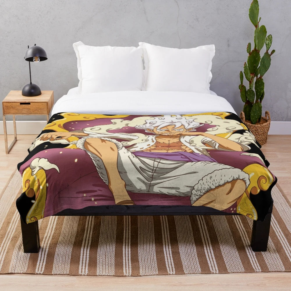 Gear 5th inspired plush blanket with One Piece anime character design