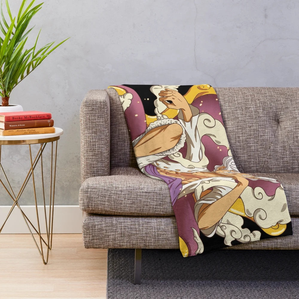 Gear 5th inspired plush blanket with One Piece anime character design