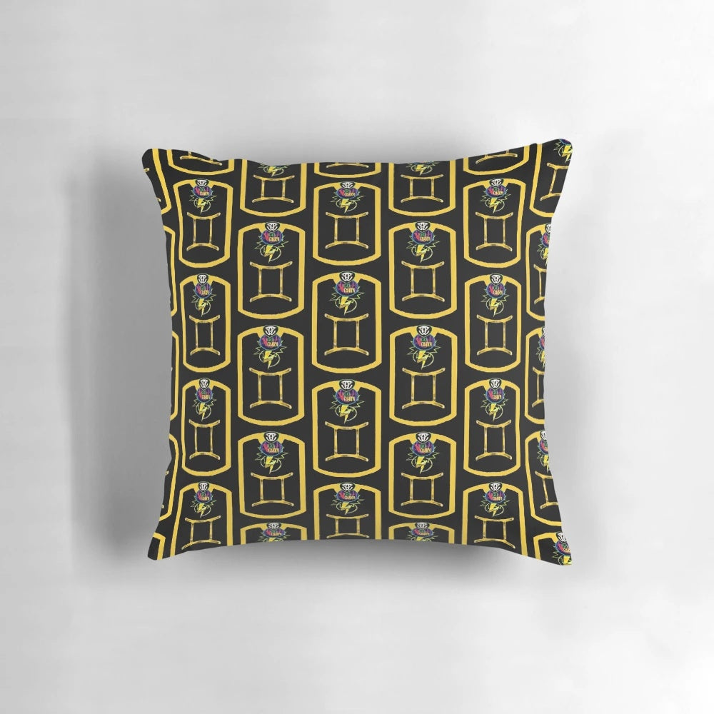 Gemini zodiac pillow with stars and constellation design