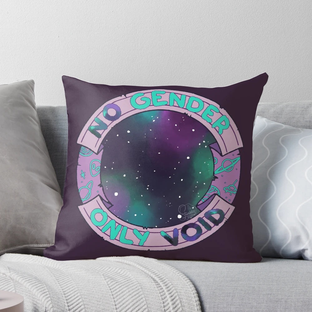 A soft, high-quality pillow with a minimalist design, perfect for those who identify as genderless, non-binary, or gender-fluid.