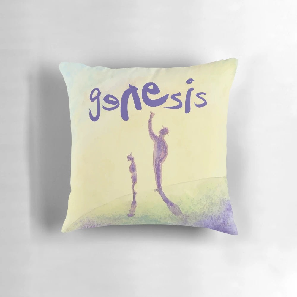 Genesis the band logo and artwork on a soft, comfortable pillow
