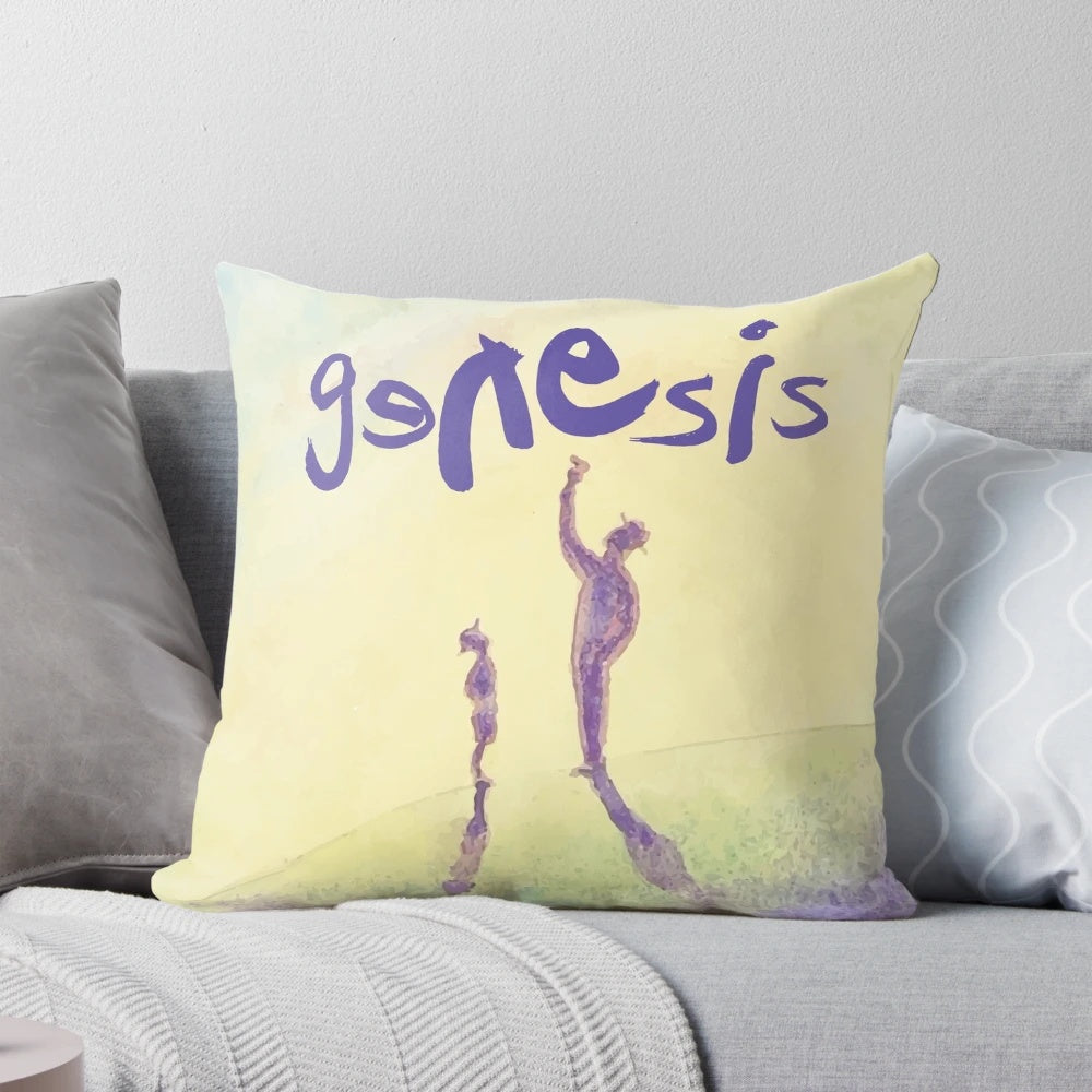 Genesis the band logo and artwork on a soft, comfortable pillow