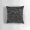 Plush pillow featuring physics and math equations, perfect for science enthusiasts.