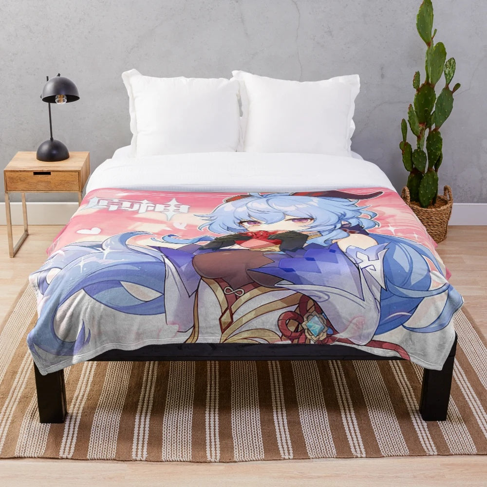 Genshin Impact Ganyu Plush Blanket featuring the cryo character in an anime-inspired design