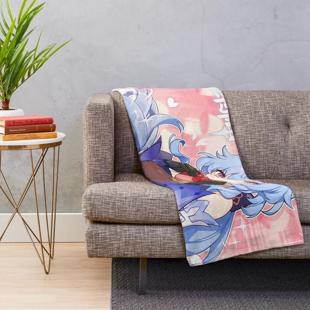 Genshin Impact Ganyu Plush Blanket featuring the cryo character in an anime-inspired design