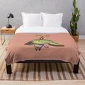 Genshin Impact inspired plush blanket featuring cute anime-style characters and designs