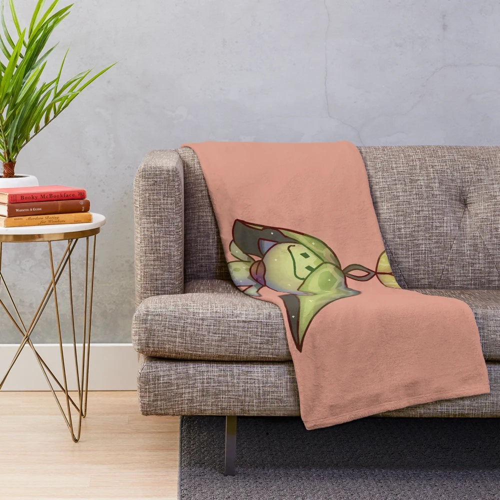 Genshin Impact inspired plush blanket featuring cute anime-style characters and designs