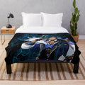 Genshin Impact inspired plush blanket featuring Paimon, Fischl, and other popular characters